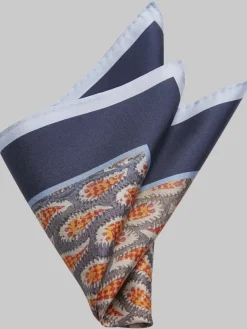 Pocket Squares-Joseph Abboud Paisley Silk Pocket Square Brown