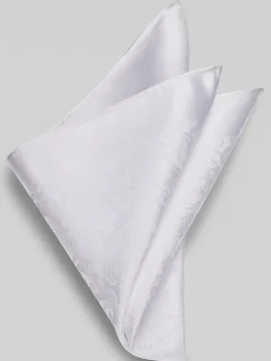 Formal Accessories|Pocket Squares-Joseph Abboud Paisley Tonal Pocket Square White