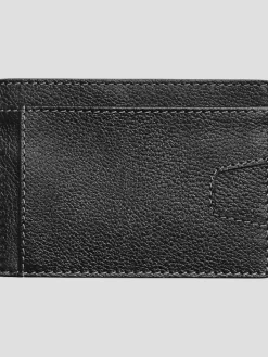 Wallets-Pronto Uomo Pebbled Leather Front Pocket Card Case Black