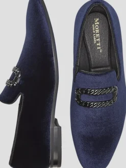Loafers & Slip-ons|Dress & Formal Shoes-Moretti Peck Velvet Buckle Smoking Shoe Black
