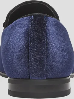 Loafers & Slip-ons|Dress & Formal Shoes-Moretti Peck Velvet Buckle Smoking Shoe Black