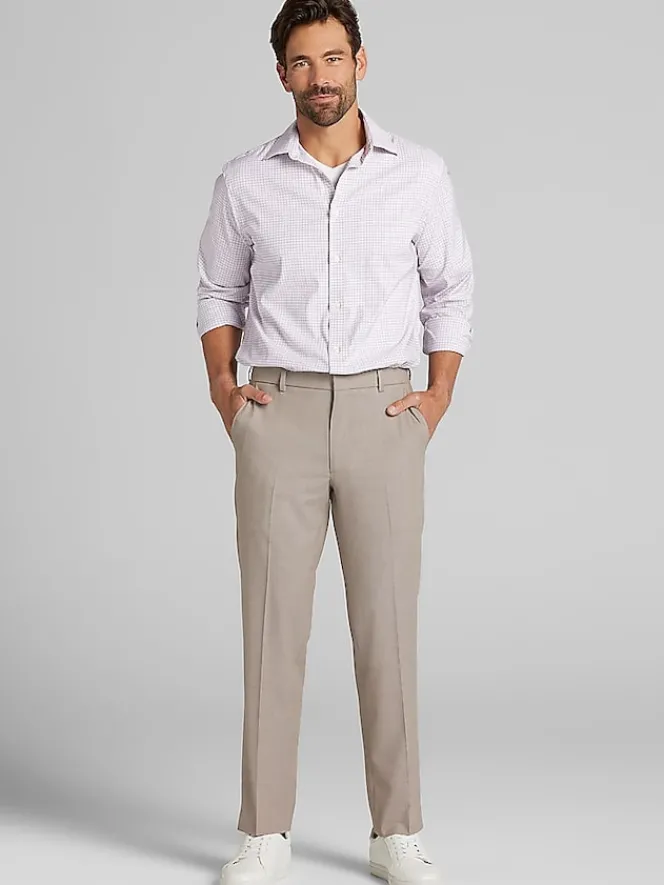 Patterned Dress Shirts|Designer Dress Shirts-Joseph Abboud Performance Small Plaid Dress Shirt Grey