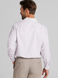 Patterned Dress Shirts|Designer Dress Shirts-Joseph Abboud Performance Small Plaid Dress Shirt Grey