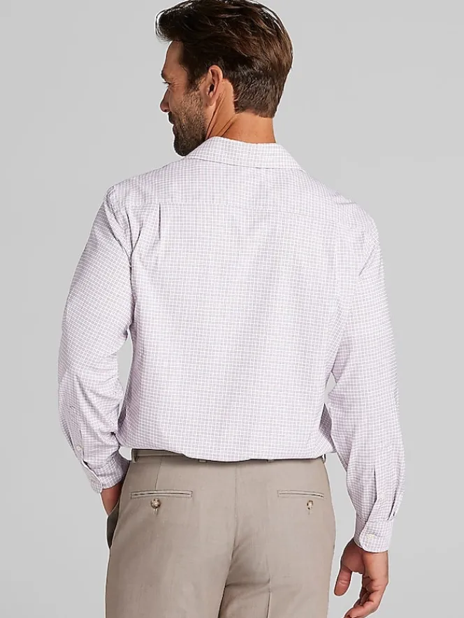 Patterned Dress Shirts|Designer Dress Shirts-Joseph Abboud Performance Small Plaid Dress Shirt Grey