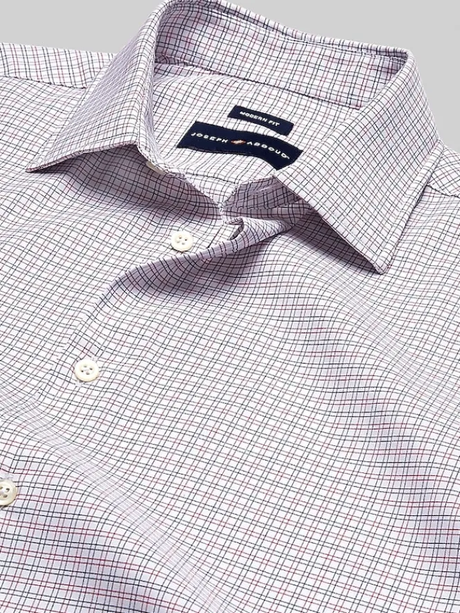 Patterned Dress Shirts|Designer Dress Shirts-Joseph Abboud Performance Small Plaid Dress Shirt Grey