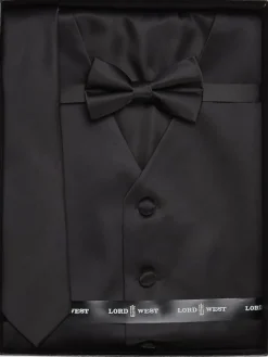 Vests|Tuxedos-Lord West 3-Piece Formalwear Box Set Black
