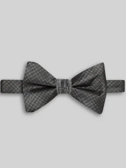 Bow Ties-Pronto Blue Plaid Pre-Tied Bow Tie Black