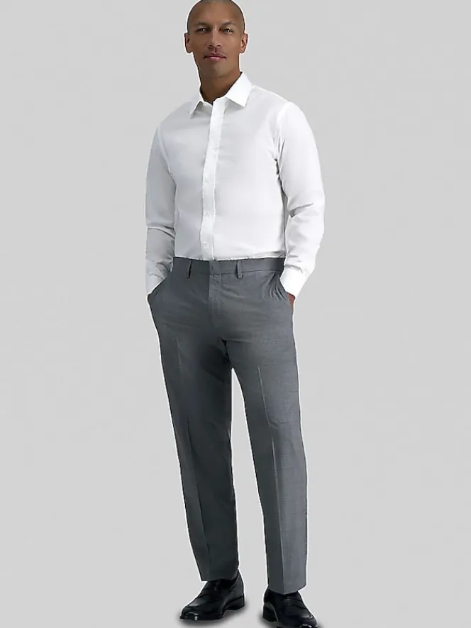 Solid Dress Shirts|Designer Dress Shirts-Haggar Premium Comfort Slim Fit Solid Color Dress Shirt Black Solid