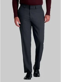 Dress Pants-Haggar Premium Comfort Straight Fit Flat Front Dress Pant Charcoal