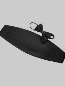 Formal Accessories|Bow Ties-Calvin Klein Pre-Tied Bow Tie & Cummerbund Set Black