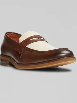 Loafers & Slip-ons-Stacy Adams Prichard Moc Toe Penny Loafers Brown/White