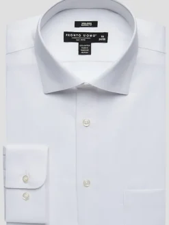 Solid Dress Shirts|White Dress Shirts-Pronto Uomo Queens Oxford Classic Fit Dress Shirt Lt Blue Solid