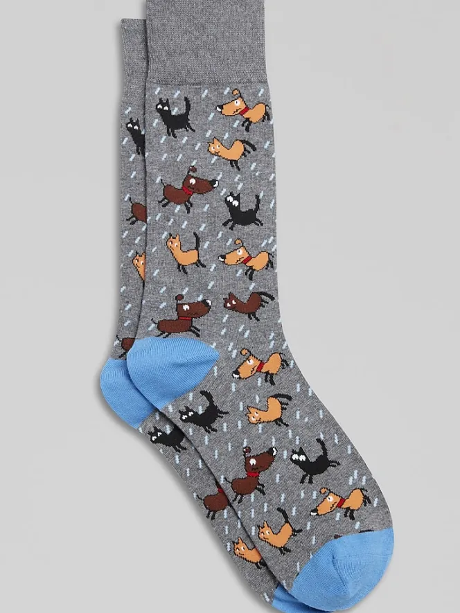 Socks-Egara Raining Cats & Dogs Socks Med Hthr Grey