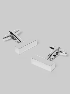 Tie Bars & Cufflinks-Pronto Uomo Rectangle Cufflinks Silver