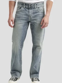 Jeans|Jeans-Silver Jeans Relaxed Fit Straight Leg Denim Jeans Light Wash
