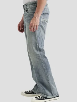 Jeans|Jeans-Silver Jeans Relaxed Fit Straight Leg Denim Jeans Light Wash