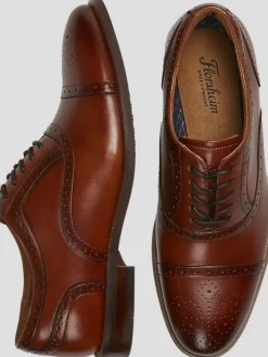 Oxfords|Dress & Formal Shoes-Florsheim Remi Leather Medallion Cap Toe Oxfords Cognac