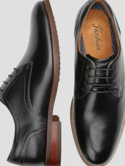 Oxfords|Dress & Formal Shoes-Florsheim Remi Leather Plain Toe Lace-Up Oxfords Black