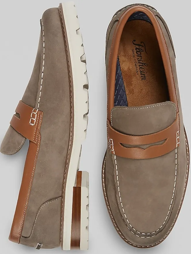 Loafers & Slip-ons|Casual Shoes-Florsheim Renegade Moc Toe Penny Loafers Gray
