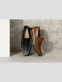 Loafers & Slip-ons-Donald Pliner Reuben Moc Toe Loafers Black