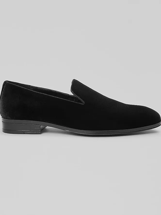 Loafers & Slip-ons|Dress & Formal Shoes-Stacy Adams Savian Plain Toe Velour Formal Loafers Black
