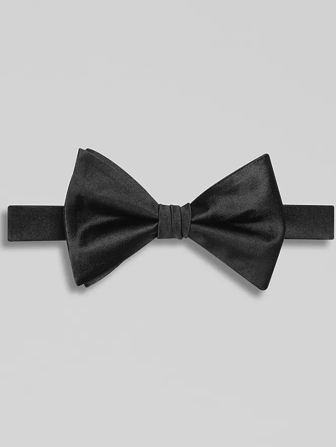 Formal Accessories|Bow Ties-Pronto Uomo Silk Satin Contrast Bow Tie Black