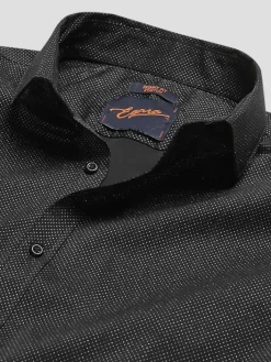 Dress Shirts|Patterned Dress Shirts-Egara Skinny Fit Dot Dress Shirt Formal Black