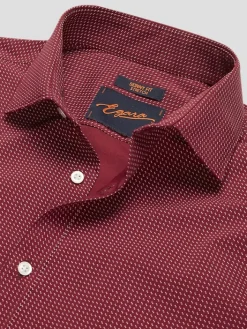 Dress Shirts|Patterned Dress Shirts-Egara Skinny Fit Dot Dress Shirt Red