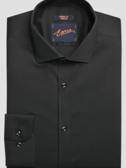 Solid Dress Shirts|Dress Shirts-Egara Skinny Fit Dress Shirt Formal Black