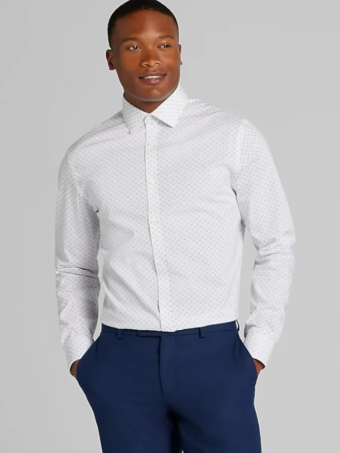 Patterned Dress Shirts|Dress Shirts-Egara Skinny Fit Dress Shirt Navy