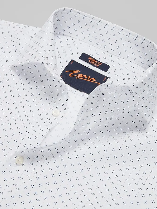 Patterned Dress Shirts|Dress Shirts-Egara Skinny Fit Dress Shirt Navy