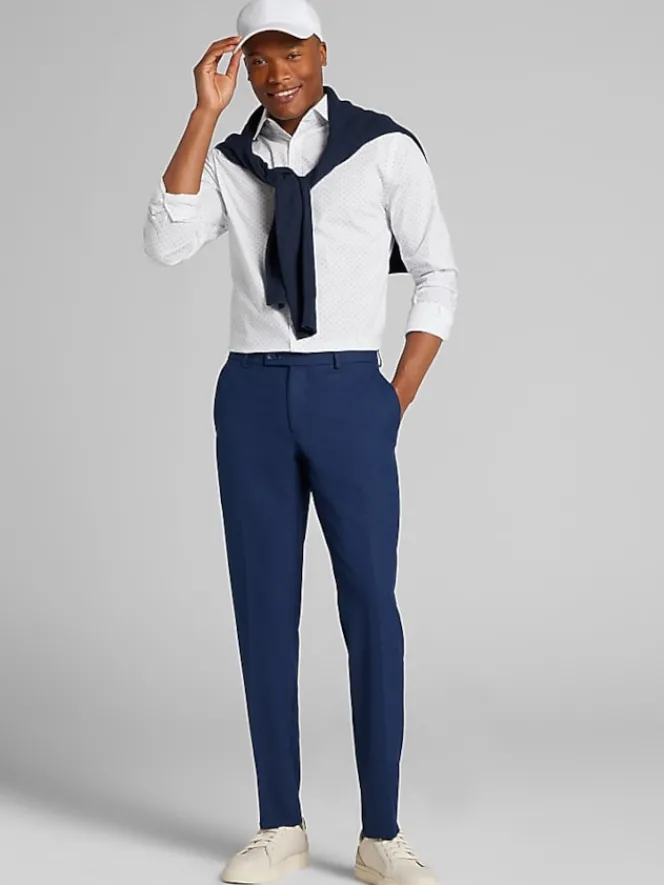 Patterned Dress Shirts|Dress Shirts-Egara Skinny Fit Dress Shirt Navy