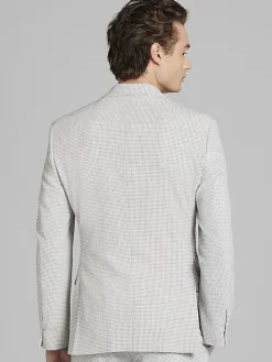 3-piece Suits|Suit Separates-Egara Skinny Fit Gingham Seersucker Suit Jacket Grey/White