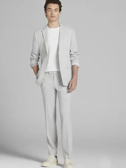 3-piece Suits|Suit Separates-Egara Skinny Fit Gingham Seersucker Suit Jacket Grey/White