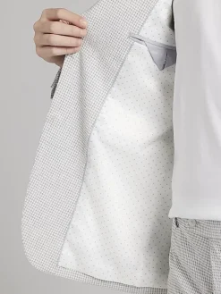 3-piece Suits|Suit Separates-Egara Skinny Fit Gingham Seersucker Suit Jacket Grey/White