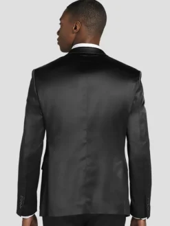 3-piece Suits|Suit Separates-Egara Skinny Fit Shiny Suit Jacket Black Shiny