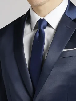 3-piece Suits|Suit Separates-Egara Skinny Fit Shiny Suit Jacket Navy Shiny