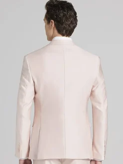 3-piece Suits|Suit Separates-Egara Skinny Fit Shiny Suit Jacket Blush Shiny