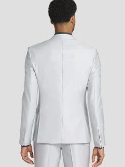 3-piece Suits|Suit Separates-Egara Skinny Fit Shiny Suit Jacket Platinum