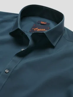 Solid Dress Shirts|Dress Shirts-Egara Skinny Fit Solid Dress Shirt Burgundy Solid