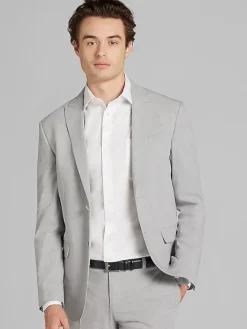3-piece Suits|Suit Separates-Egara Skinny Fit Suit Jacket Pearl Grey