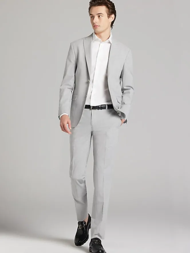 3-piece Suits|Suit Separates-Egara Skinny Fit Suit Jacket Pearl Grey