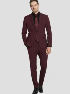 Suit Separates|3-piece Suits-Egara Skinny Fit Suit Jacket Wine