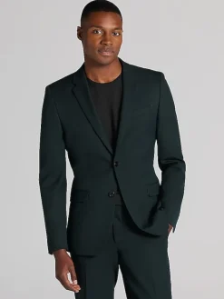 3-piece Suits|Suit Separates-Egara Skinny Fit Suit Jacket Dark Green
