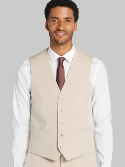 Big & Tall Suits|Vests-Egara Skinny Fit Suit Vest Tan Solid