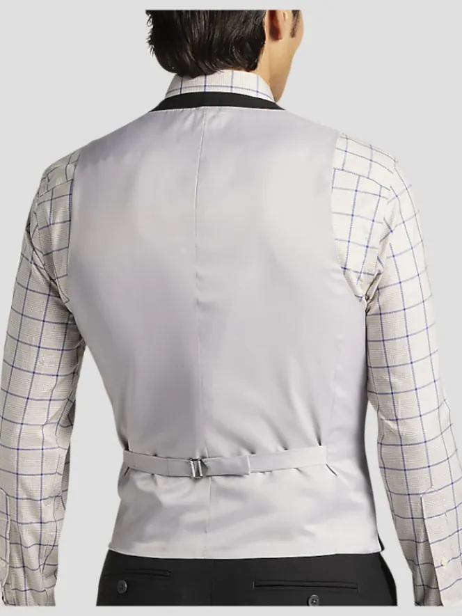 3-piece Suits|Vests-Egara Skinny Fit Suit Vest Black Solid