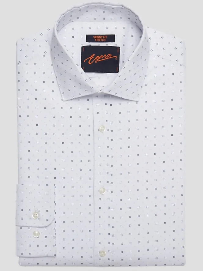 Patterned Dress Shirts|Dress Shirts-Egara Skinny Fit Tonal Squares Dress Shirt Blue/Lt Blue