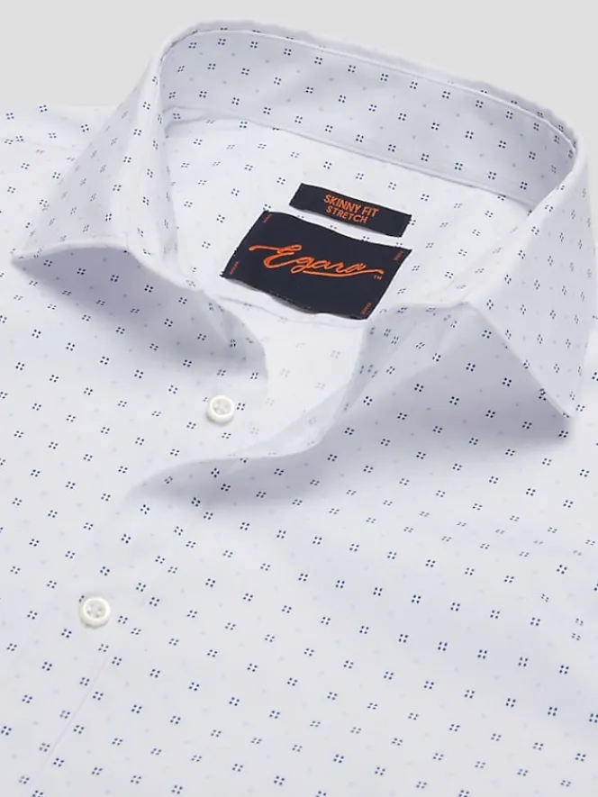 Patterned Dress Shirts|Dress Shirts-Egara Skinny Fit Tonal Squares Dress Shirt Blue/Lt Blue