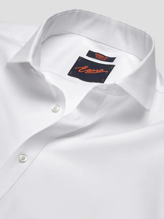Solid Dress Shirts|Dress Shirts-Egara Skinny Fit Wrinkle-Resistant Dress Shirt Tuxedo White