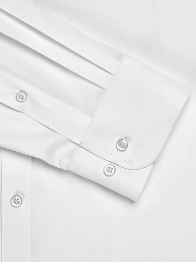 Solid Dress Shirts|Dress Shirts-Egara Skinny Fit Wrinkle-Resistant Dress Shirt Tuxedo White